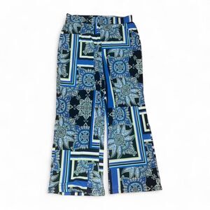 Drapers & Damons  Women's Blue Multicolored Paisley Wide Leg Elastic Pants SZ M